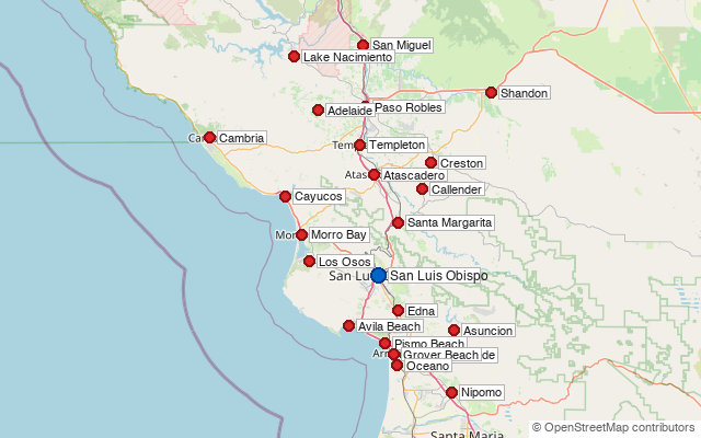 Map of service area in San Luis Obispo County