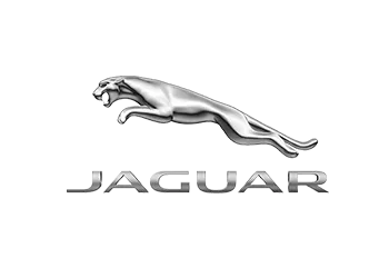 Silver Jaguar logo with leaping jaguar symbol.